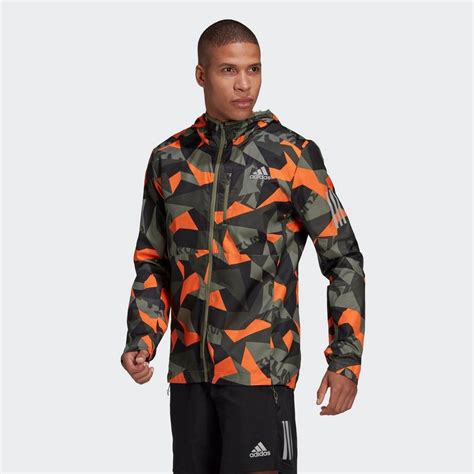 adidas herren laufjacke own the run camo|adidas windproof running jacket.